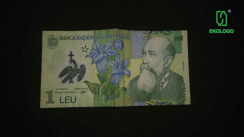 Rumuński Lej wykonany z plastiku - ekologo -plastikowe banknoty